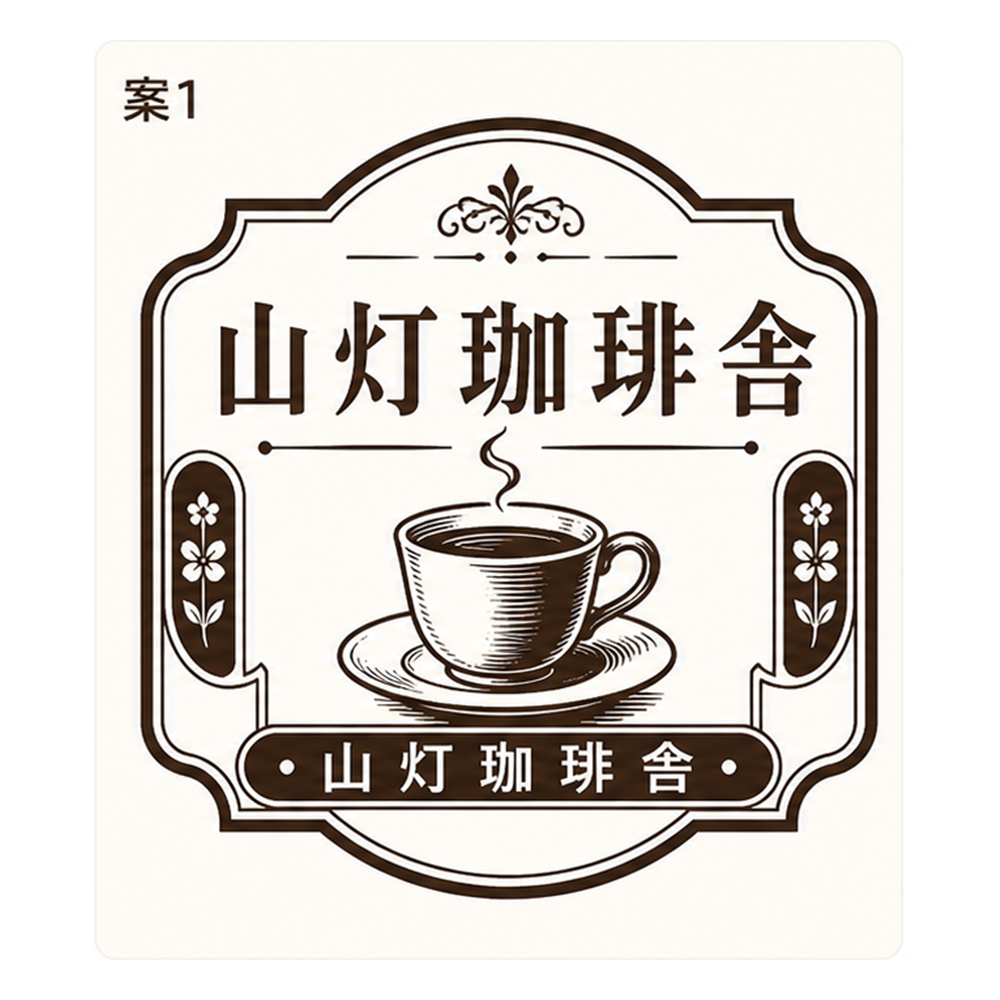 山灯珈琲舎 案1 レトロ昭和喫茶ロゴ